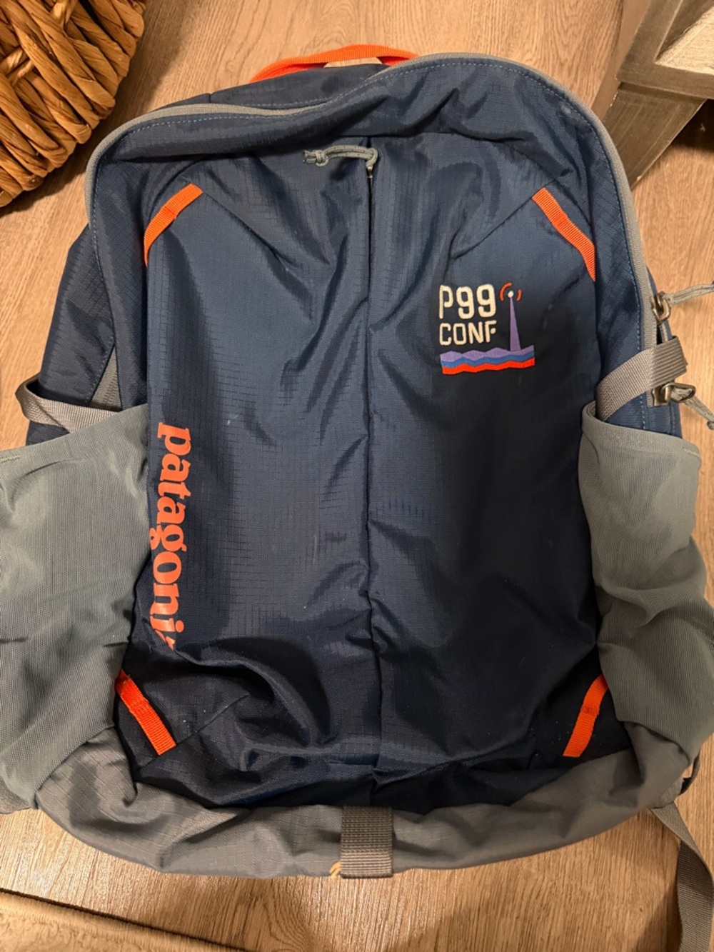 Patagonia Navy and Orange Kids Backpack with Gray Accents - Picture 4 of 4